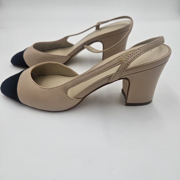 Marc Fisher Laynie Size 7 Slingback Block Heel Classic Career Leather Elegant - Picture 5 of 10